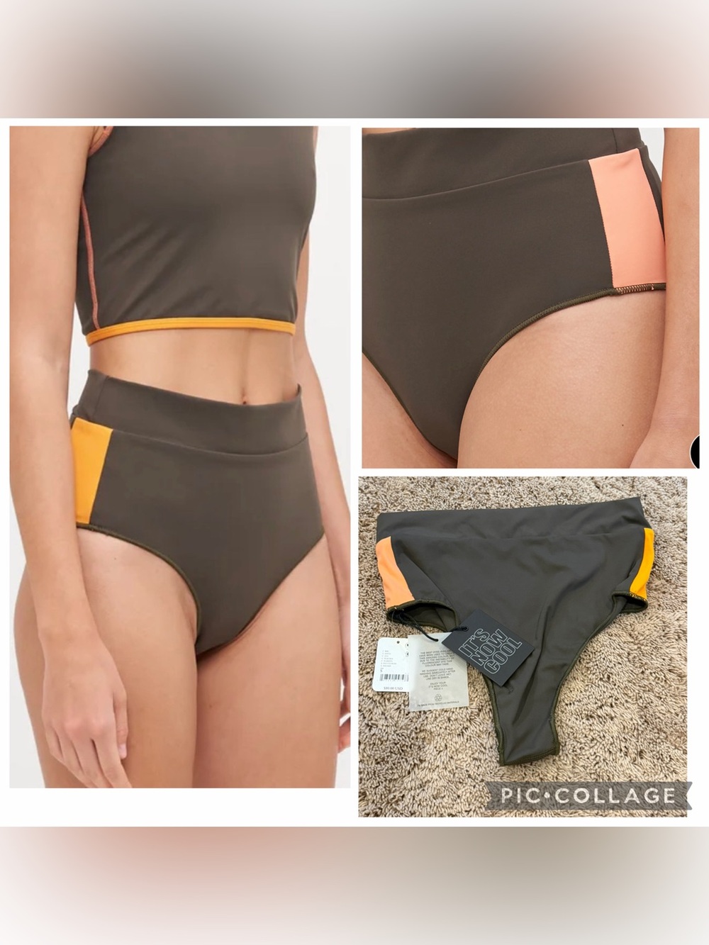 NWT new small free people it’s now cool swim bikini bottom brief brown